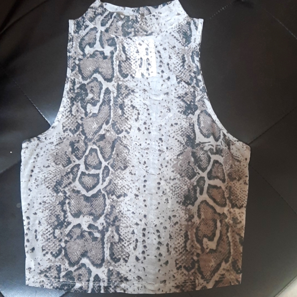 Mesh snake detail tank top